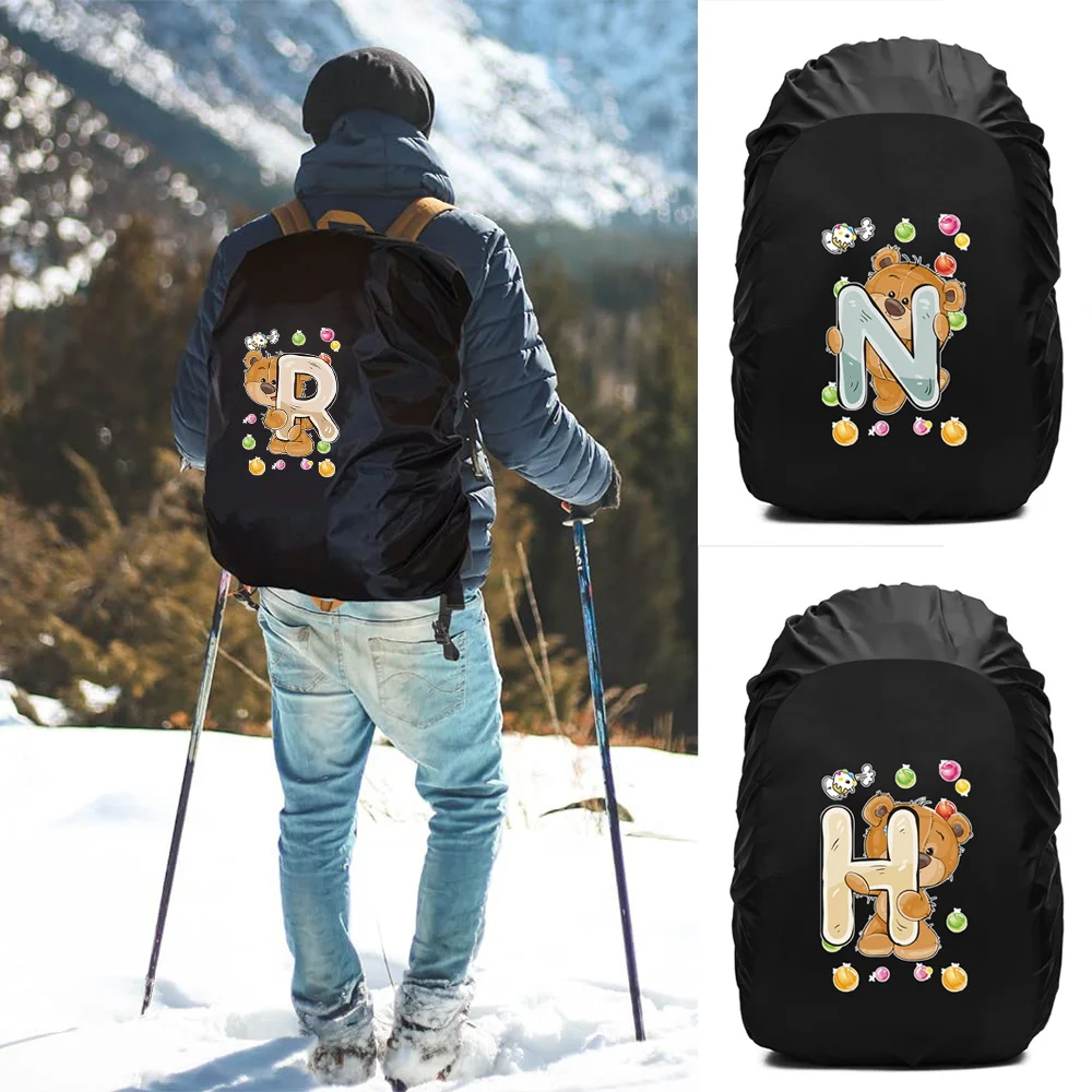 

20L-70L Backpack Rain Cover Outdoor Hiking Climbing Bag Cover Waterproof Rain Case for Backpack Foldable Bear Letter Pattern