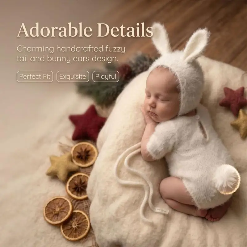 Adorable Baby Rabbit Costume For Newborn Photography Soft Polyester Outfit Perfect For 0-2 Months Infants A2UB