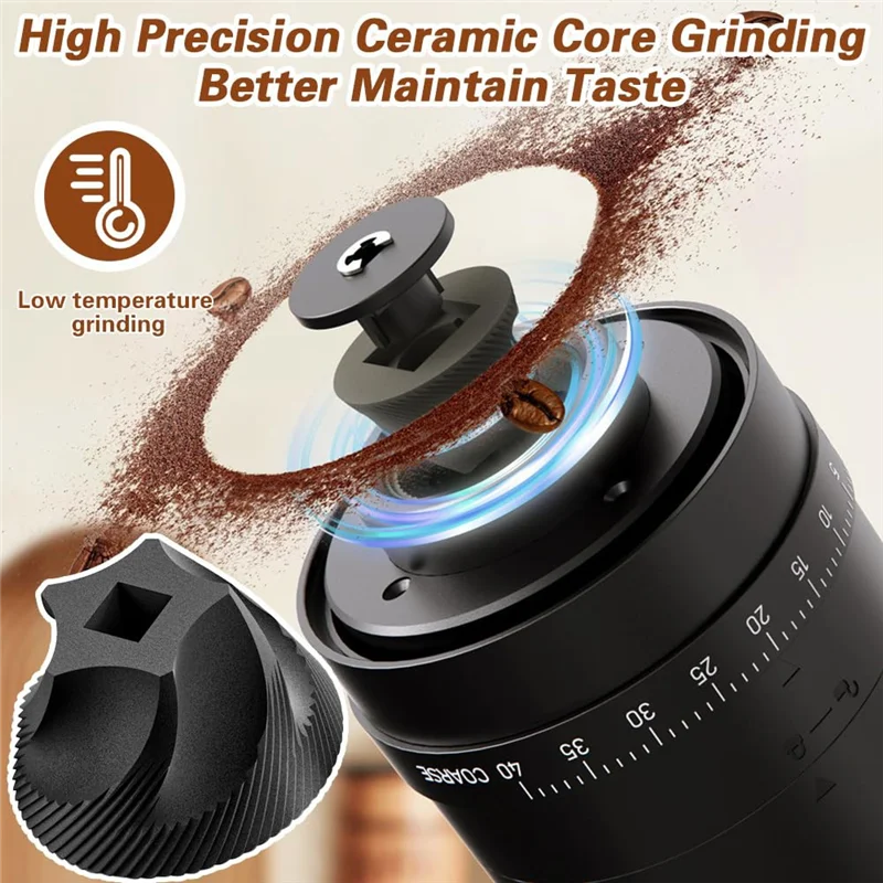 AT05- Burr Electric Coffee Grinder, USB Rechargeable Compact Pulverizer For Home Outdoor Use