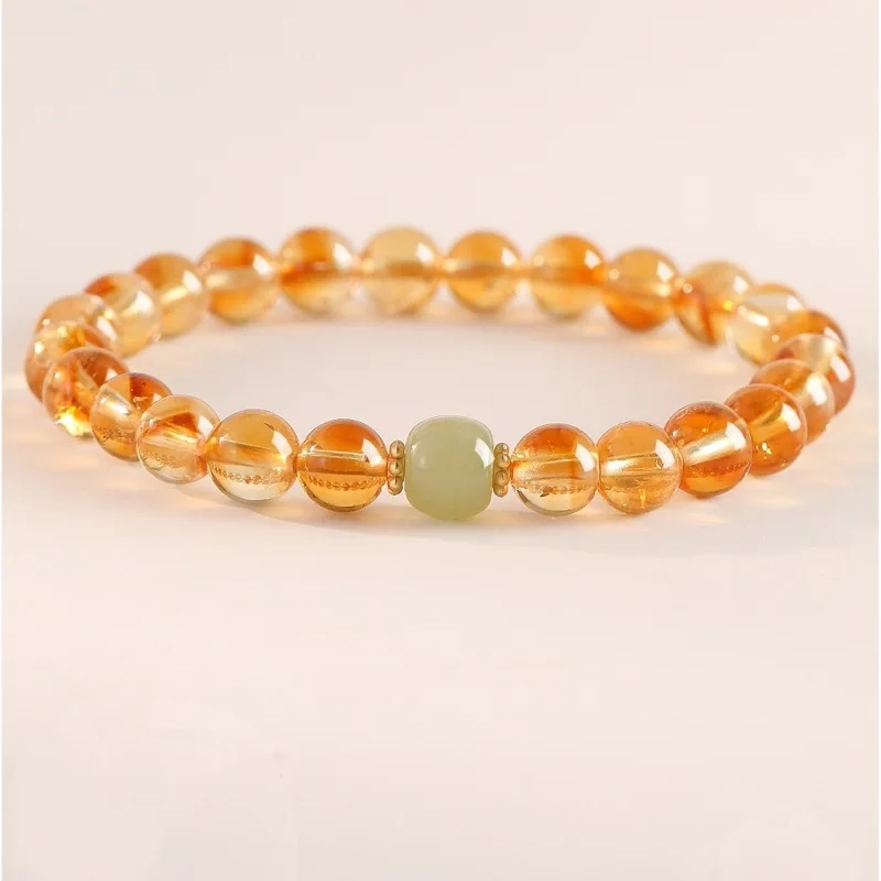 

Rutilated Quartz Yellow Hetian Jade Beads Natural Bracelet Women