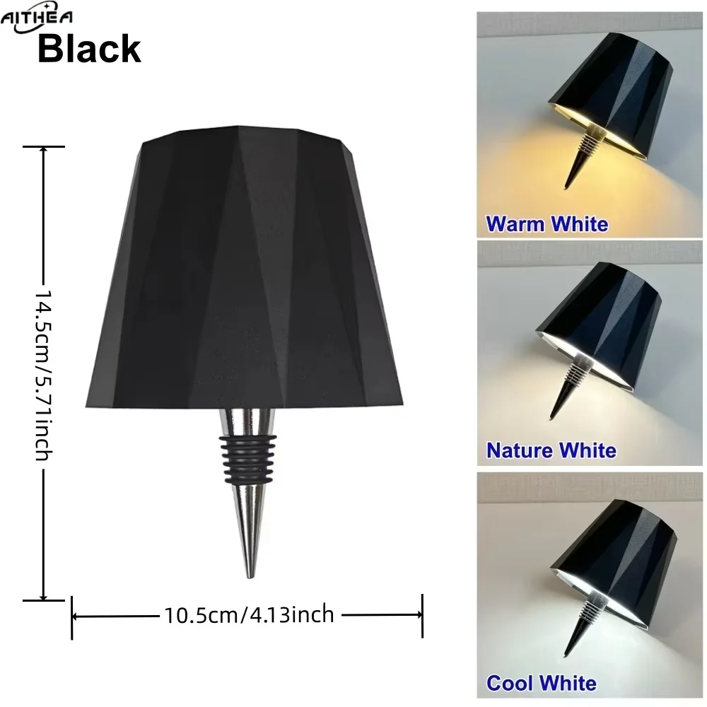 AITHEA Wireless Table Lamp LED Wine Bottle Base Rechargeable Vases Light Touch Switch Bar Dining Lamp