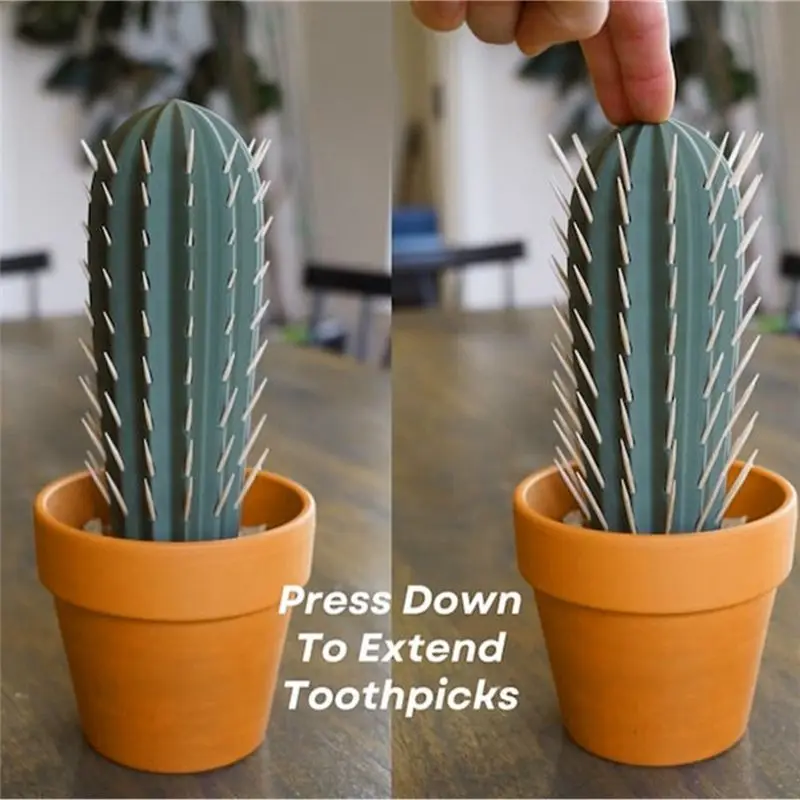 A74E-Plant Decoration Crafts Home Decoration Garden 3D Printed Cactus Simulation Pot Toothpick Box Table Decoration view 3
