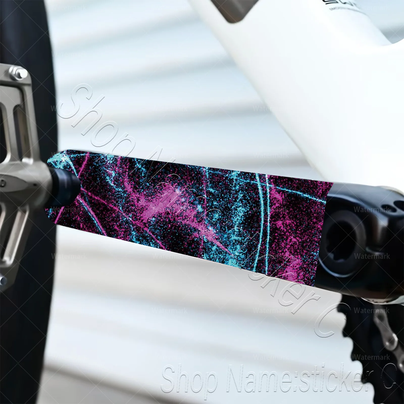 

1Pair Pink Blue Nebula Bike Crank Stickers, Waterproof Anti-Scratch Decals for Road Bike