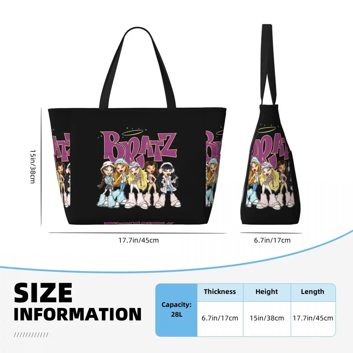 Bratz Rock Angelz Doll Beach Tote Bag Sport Gym Yoga Duffle Large Tote Bag Women Travel Bag Fitness bag
