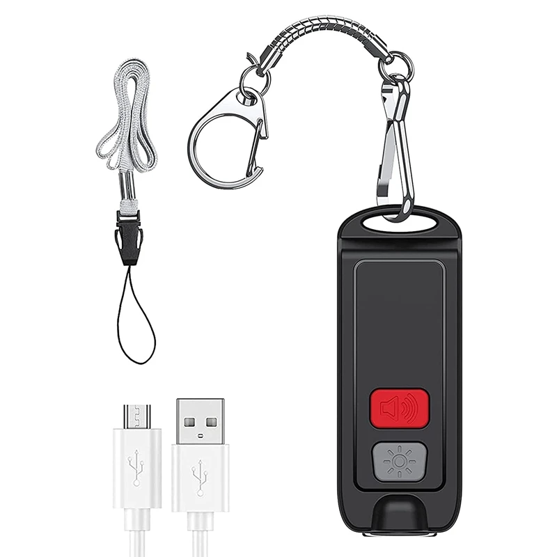 B37B-Safe Personal Alarm Rope Alarm Mini Self Defence Keychain 130DB Security Alarms With LED Flashlights For Women