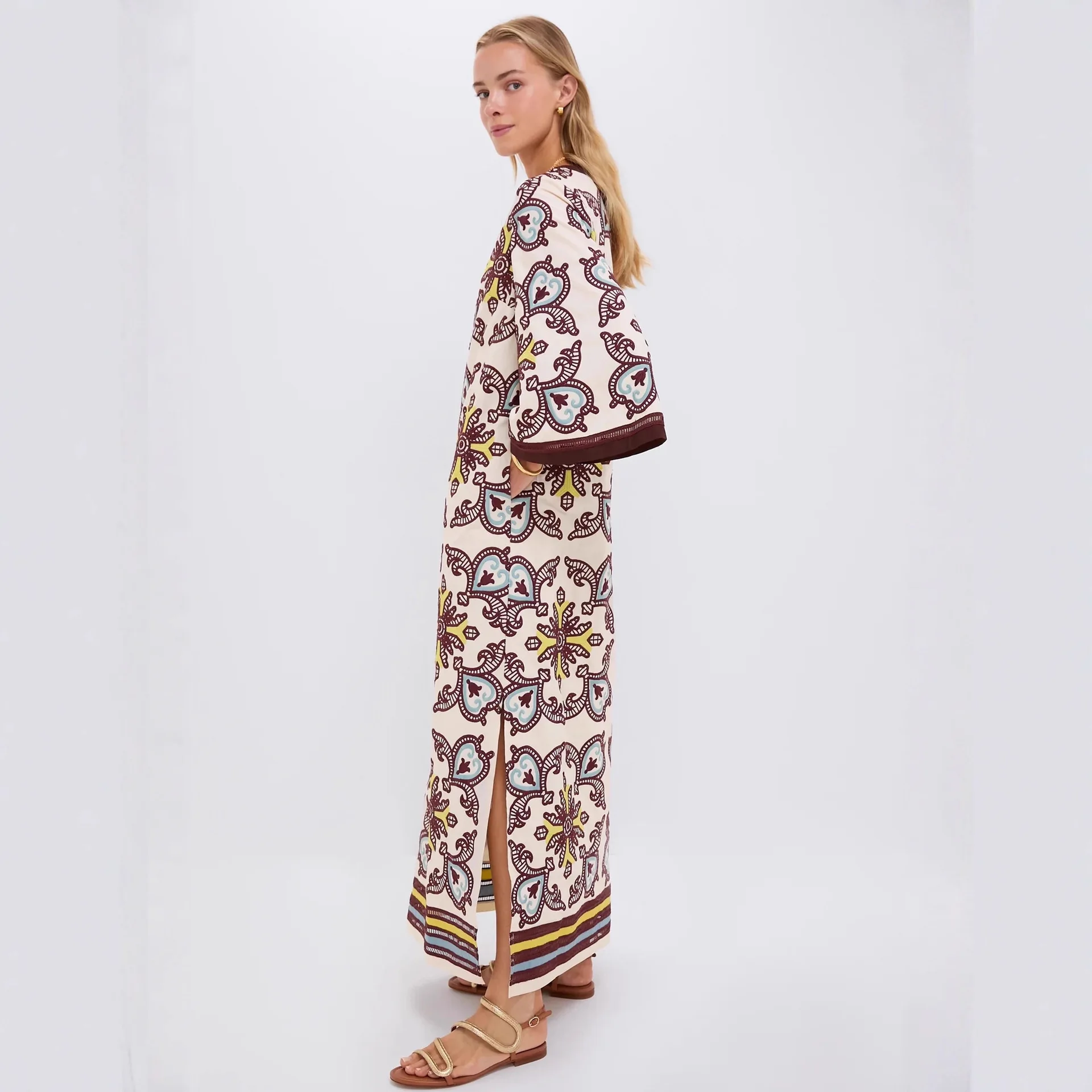 Bestselling 2026 New Fashion Printed Elegant Versatile Linen Dress