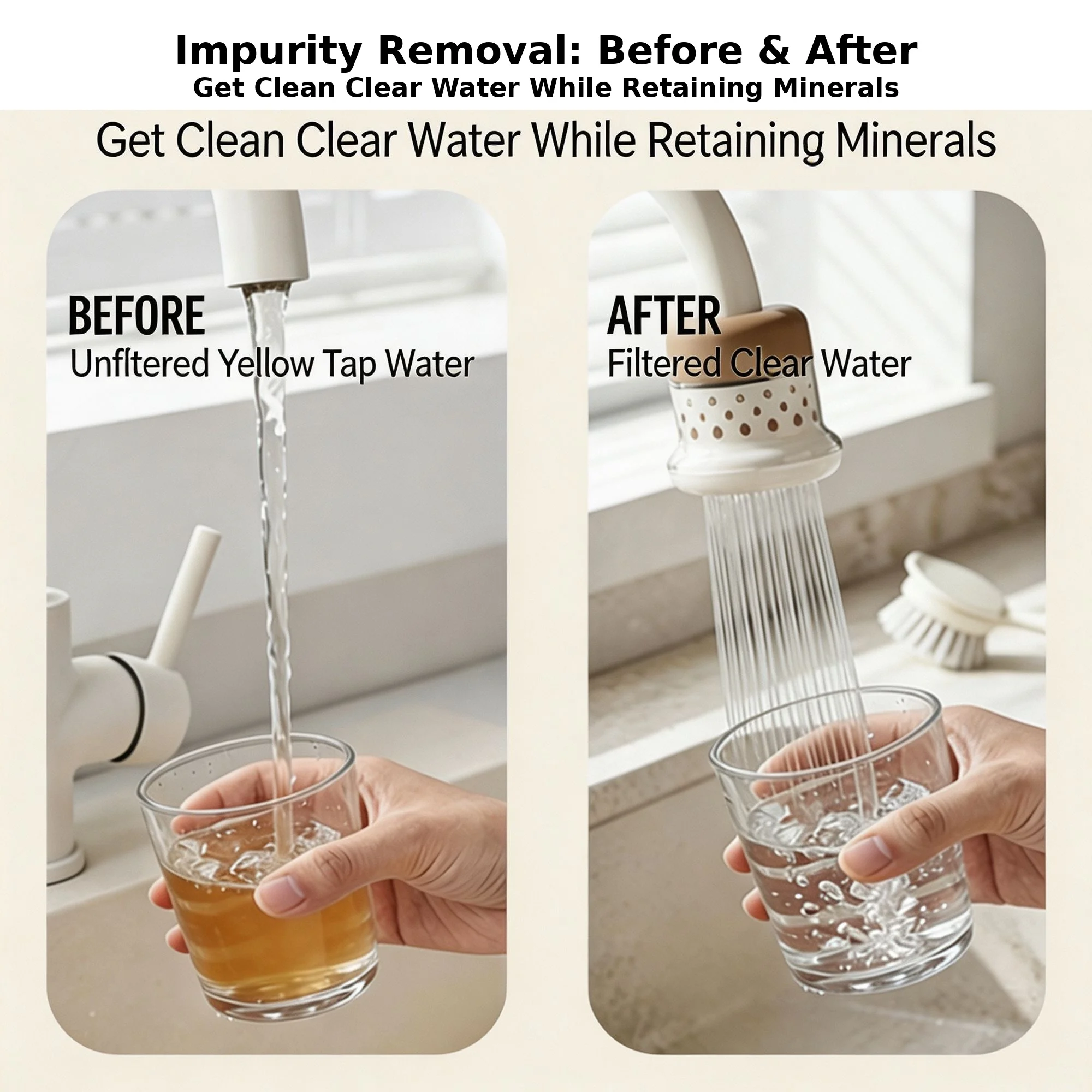 Your Tap Water Hides Rust & Chlorine! 5-Stage Faucet Filter Protects Kids & Family, Tool-Free Universal Fit