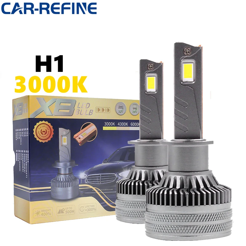 

200W 50000lm 3000K H1 LED Headlight Bulbs Car LED Fog Light 12V 24V X8 CANBUS Compatible High Brightness Vehicle Lighting