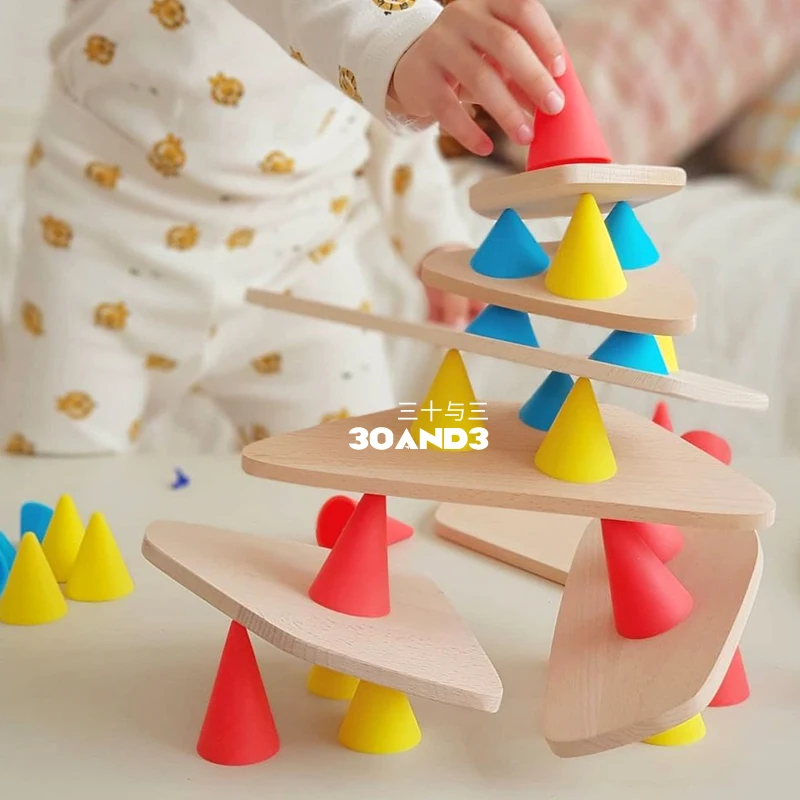 Bloques de construcción de madera para niños, rompecabezas de apilamiento de equilibrio, juego de torre, juegos de entrenamiento de pensamiento, guardería, juguetes educativos