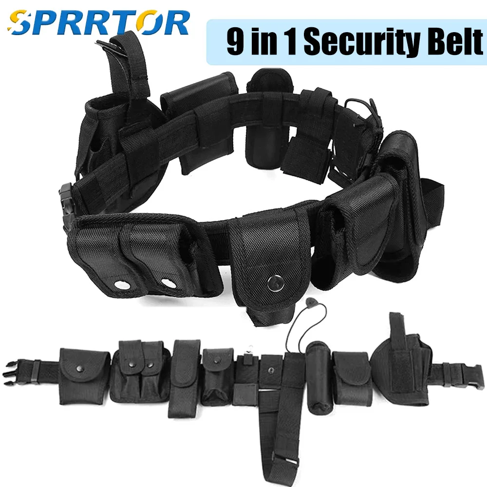 

Multifunctional 10in1 Tactical Security Duty Belts Gun Holster Flashlight Pouch Sets Utility Kit Belt Military Police Duty Belt