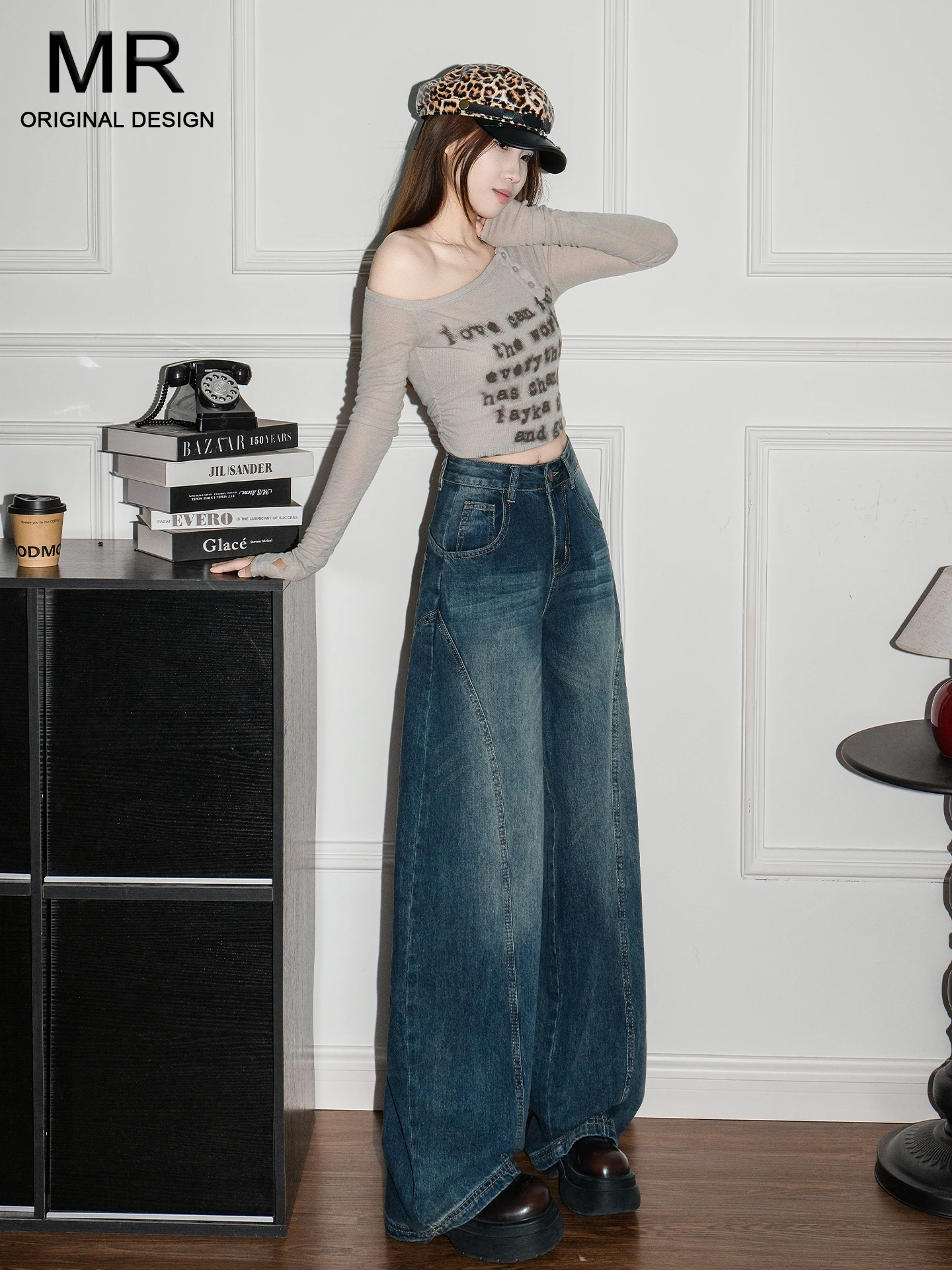 

Ретро джинсы с высокой талией свободного кроя в американском стиле, женские летние новые джинсы с эффектом потертости, повседневные свободные брюки с рваными элементами