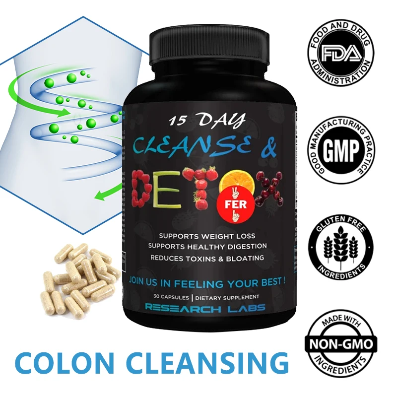 15-Day Cleanse Detox Capsules - for Colon Digestive Health, Remove Toxins Accumulated in The Intestines and Promote Metabolism