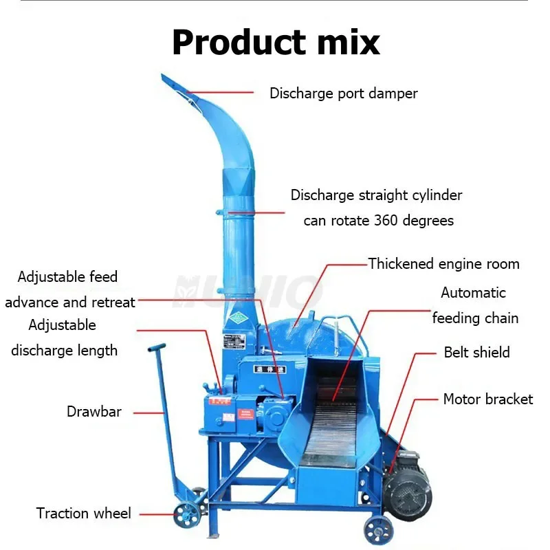 High Efficiency Fodder Animal Feed Processing Machines Chaff Cutter Cow Sheep Paddy Chaff Cutter Machine