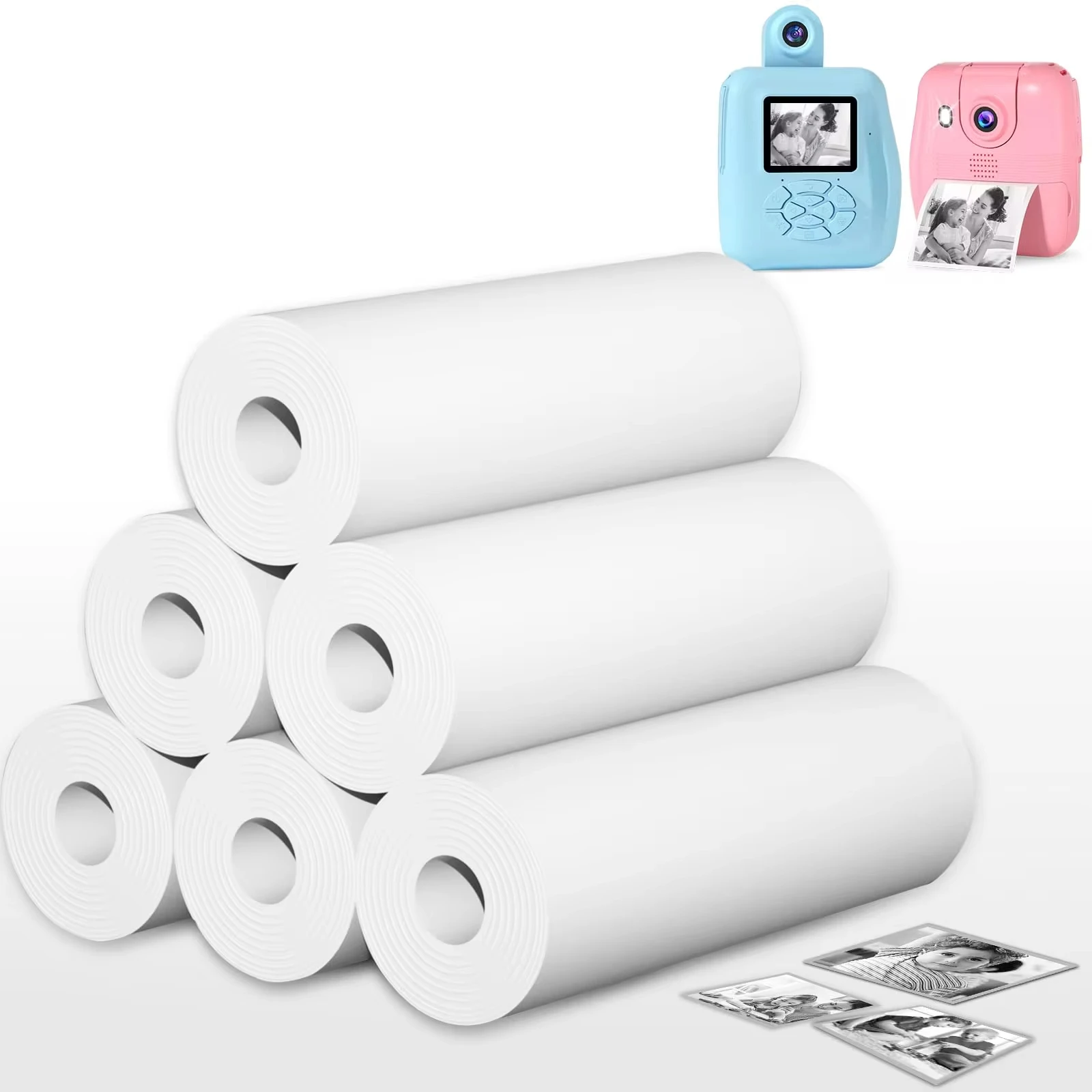 Papel de Cámara de impresión instantánea para niños, juego de papel térmico, recargas de cámara para niños, rollos de papel sin BPA, 57x30mm, 6 rollos