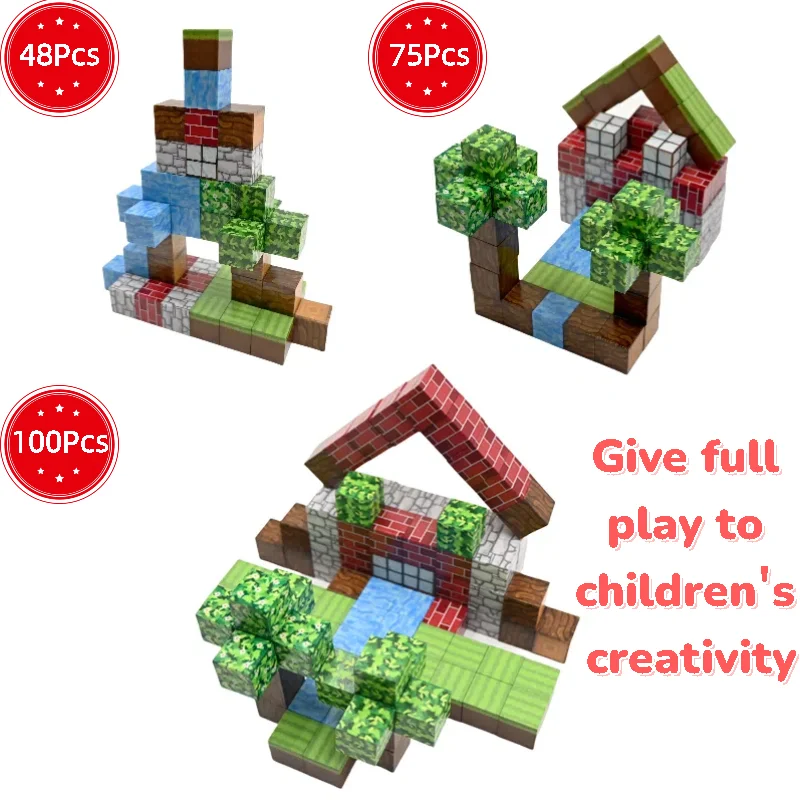 مجموعة المكعبات المغناطيسية مكونة من 75 قطعة من أطلق العنان على الخيال والأيدي على مهارات إنشاء المنزل