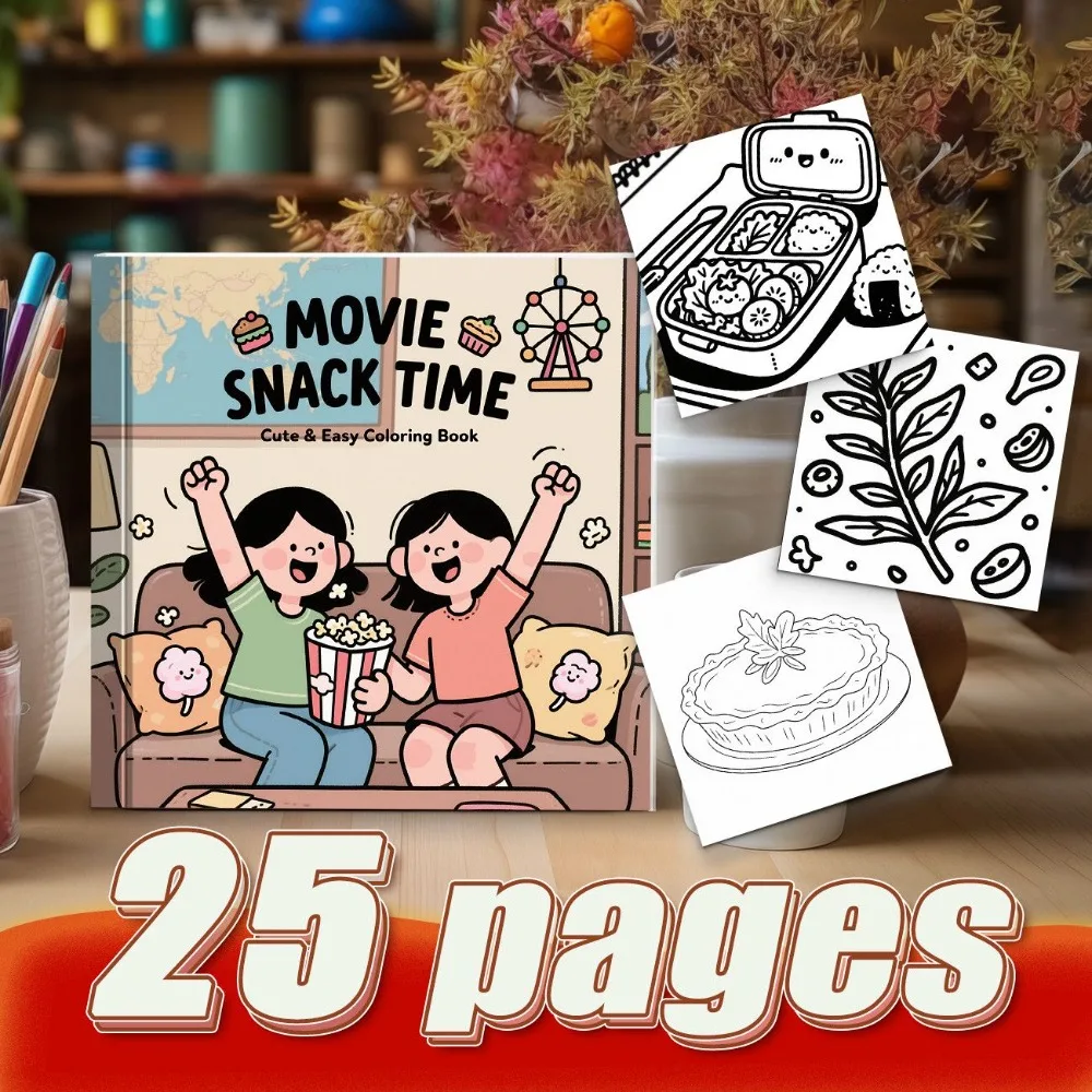 Original Food Simple Line Creative Coloring Book Campus Handicraft Art Practice Unique Food Shape Pattern Design