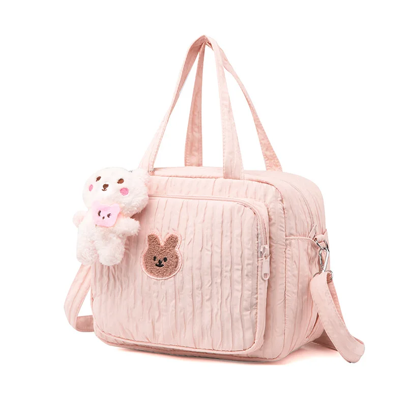 Cute Rabbit Embroidery Mommy Bag Fashion Diaper Bags for Baby Zipper Multifunctional Women Handbag Portable Stroller Nappy Bag