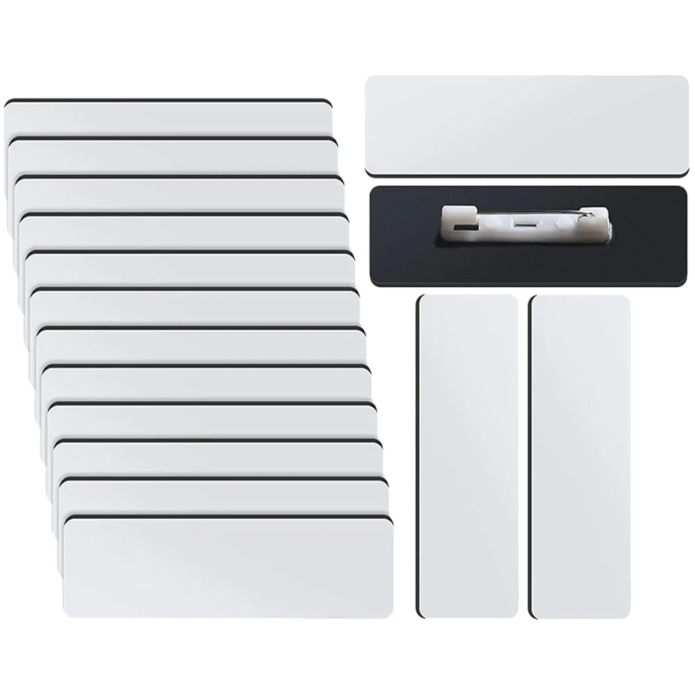 

32Pcs Name Tag Blank Name Badges DIY Writable Customizable Id Badges Pin Backing for Office School Nametag with Clip Backing