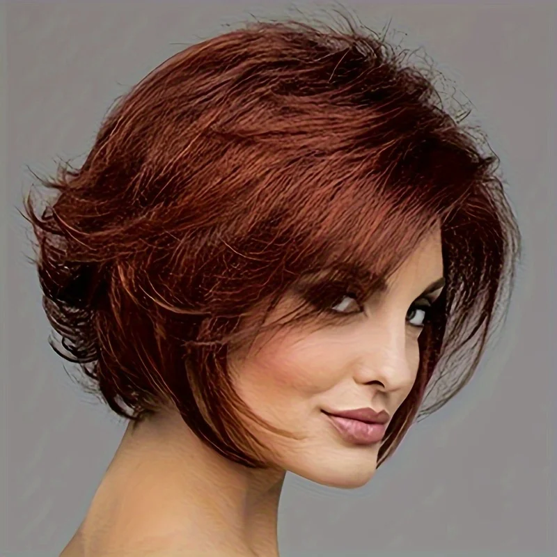 

Женский красный модный объемный короткий парик, парик из синтетического высокотемпературного волокна