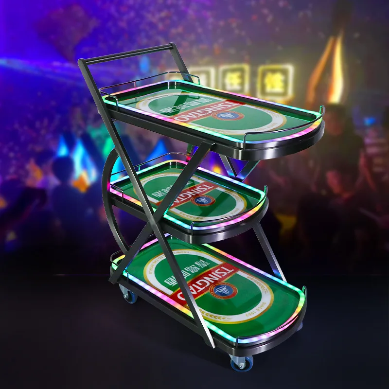 

Bar ktv wine cart birthday cake cart luxury hotel food delivery cart hot pot restaurant LED luminous trolley
