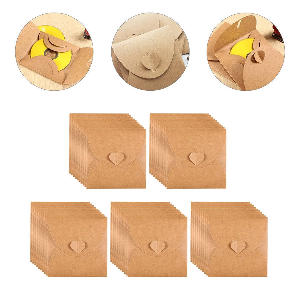 

50Pcs Retro Envelope Bag Kraft Paper Cd Dvd Sleeves Storage Holder Protect from Scratches Dust Proof for Movie Game Music Lovers