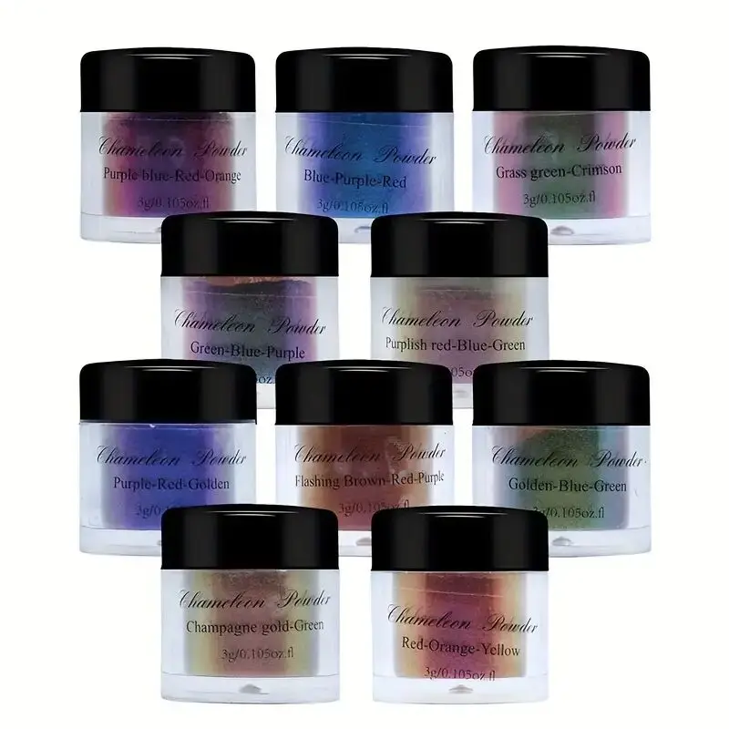 Chameleon Mica Powder, 10 * 3g Color Shifting Mica for Epoxy Resin/Tumbler, Saturated Chrome Pigment for Oil Painting,Slime,Nail
