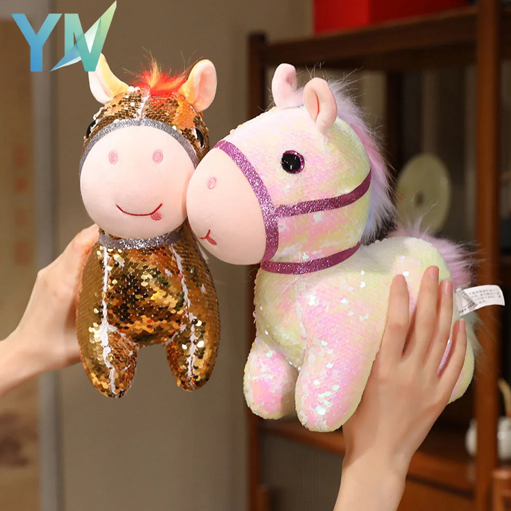 

Colorful Glitter Horse Year Pony Doll Mascot Plush Toy New Year Event Gift Festival Celebration Presentation Present