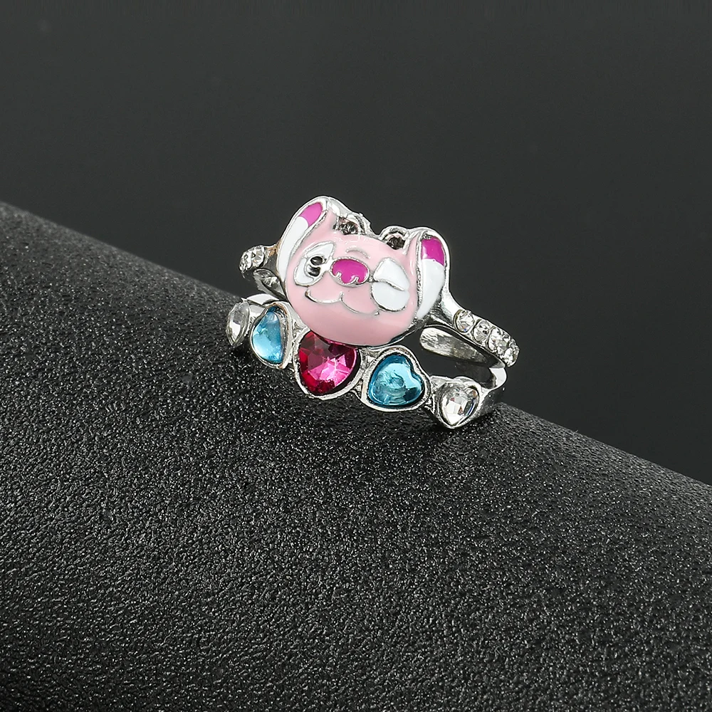 Cosplay Anime Stitch Ring Disney Accessories Fashion Jewelry Lilo Stitch Leroy Anime Figure Double Layer Open Adjustable Rings