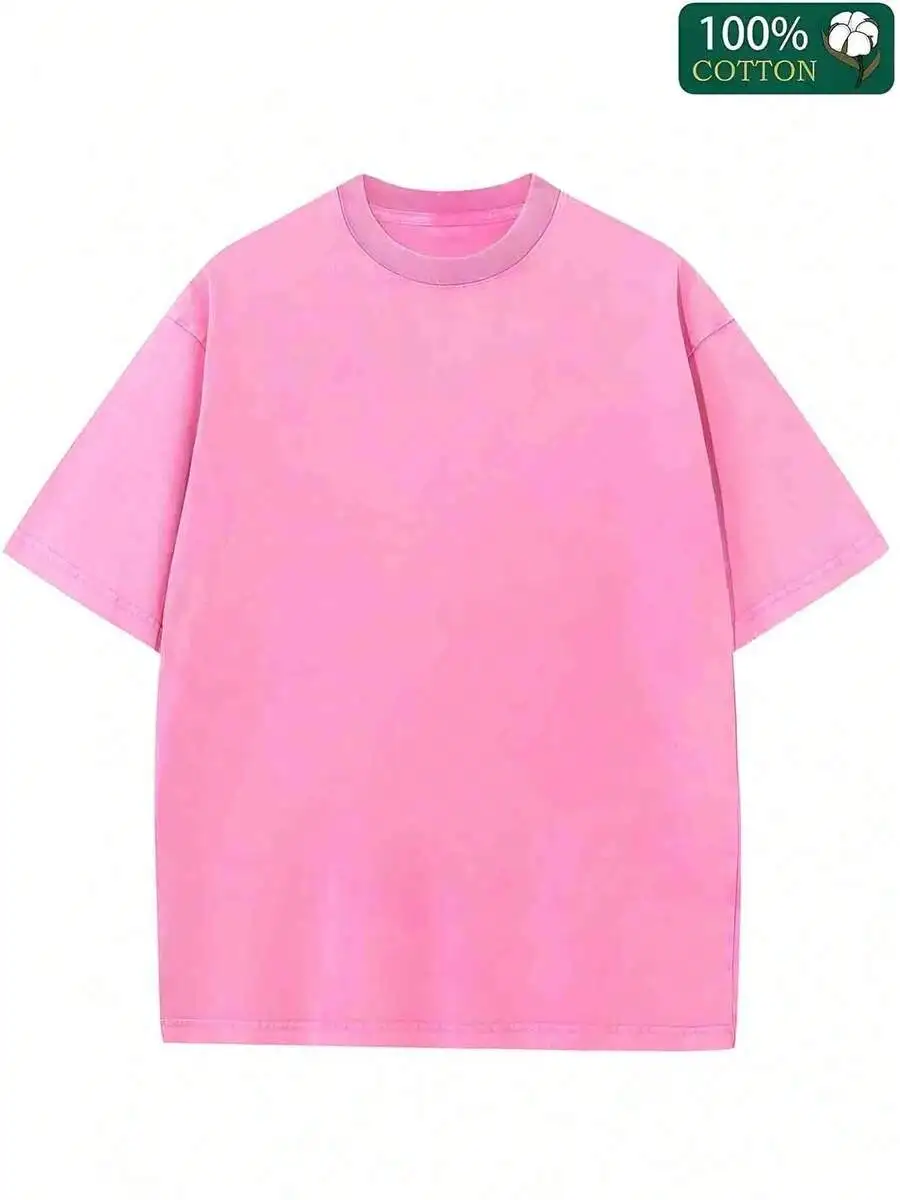 

100% Cotton Short Sleeve Crew Neck Printed Tee, Casual Loose Fit Summer Top