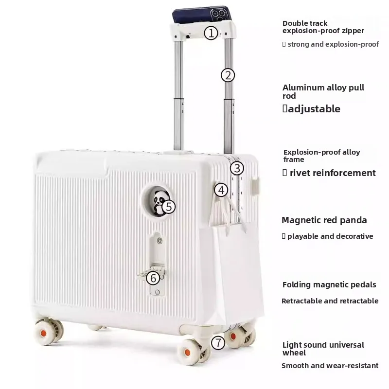 Mala de bagagem de alumínio para crianças, mala de mão de 20 polegadas com trava de combinação para meninos e meninas, bagagem infantil