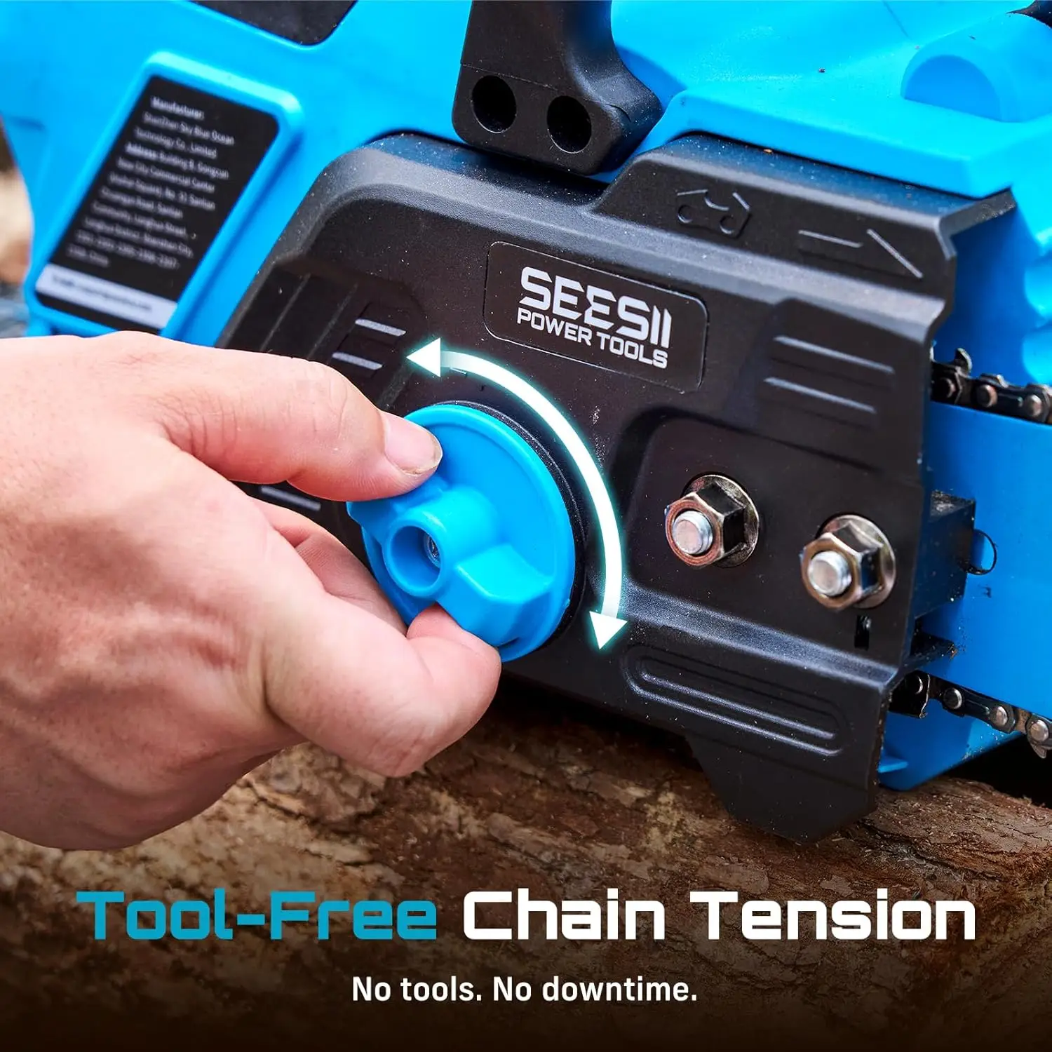 เลื่อยโซ่ไร้สาย Seesii 40V ขนาด 16 นิ้ว แบบไร้แปรงถ่าน พร้อมแบตเตอรี่ 2×4.0Ah สำหรับตัดแต่งกิ่งไม้ ตัดไม้ และงานสวน