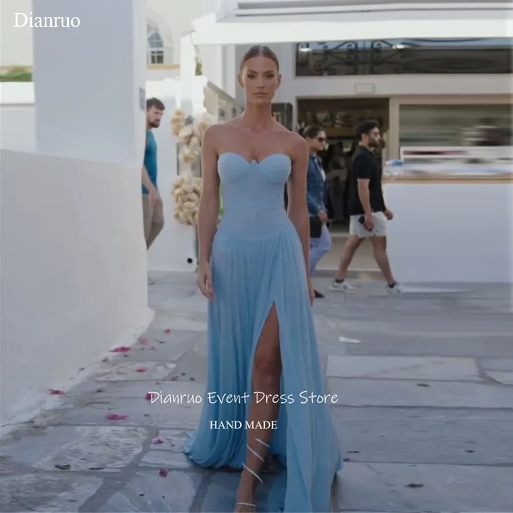 فستان سهرة شيفون من Dianruo بفتحة عالية أنيق على شكل قلب للحفلات الرسمية على الشاطئ فساتين أنثوية من De Noite مخصصة