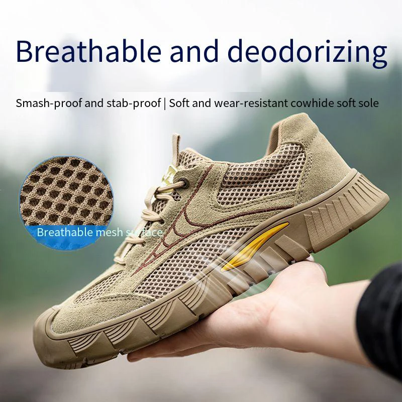Site Safety Labor Protection Shoes Men's Anti-smash Anti Puncture Steel Plate Lightweight Breathable Odor-proof Work