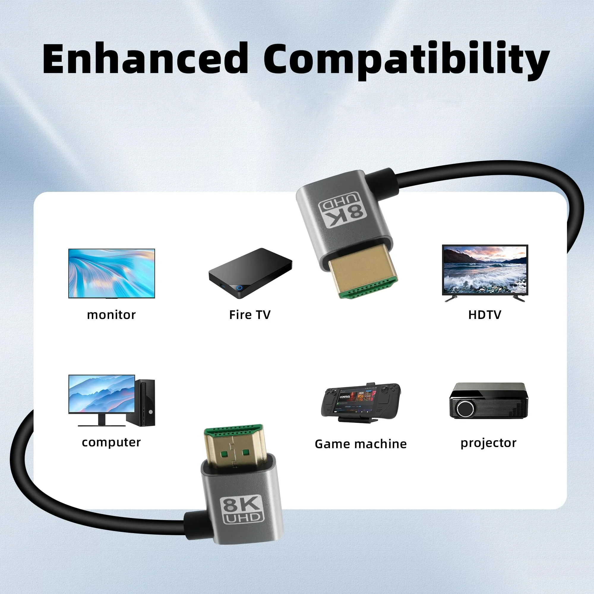 8K 90 Degree Up/Down/Left/Right Angle HDMI-compatible2.1 Cable Support 8K@60Hz ARC HDCP 3D HDR for Laptop PC Monitor HDTV image 3