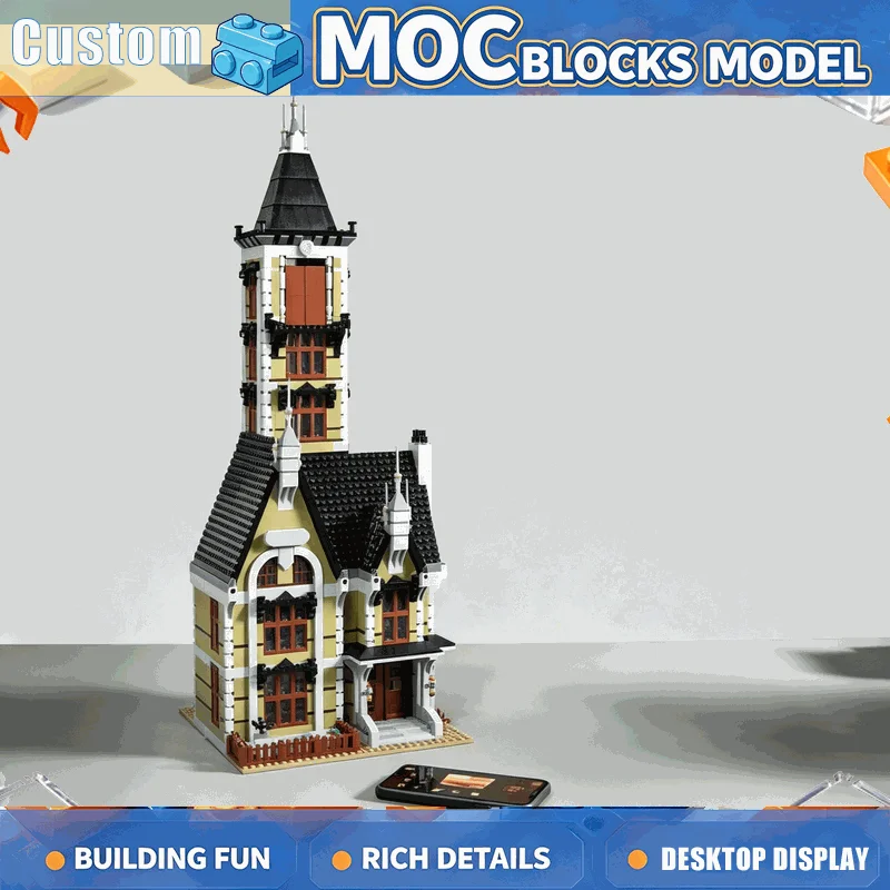 3232PCS Spooky Manor Building Blocks Modular House Model Detailed Room Scene Creative Assembly Halloween Decor Festival Gift Set