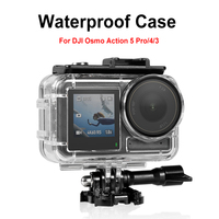 60M/196FT Waterproof Case For DJI Osmo Action 5 Pro/4/3 Underwater Diving Housing Cover Camera Anti-Fog Diving Protective Shell