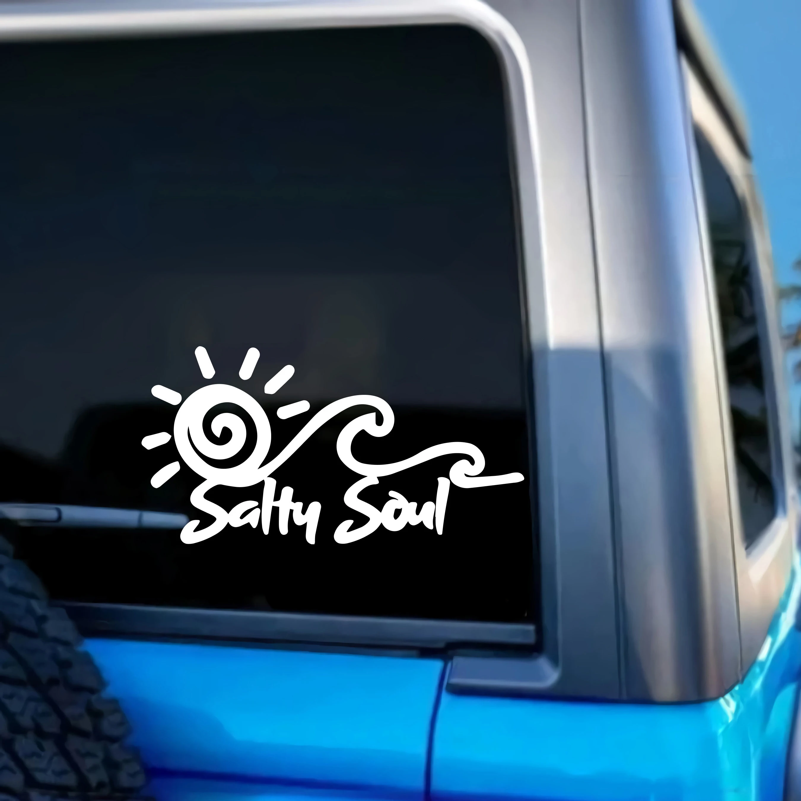 Salty Soul Sun Wave Vinyl Sticker Adventure Outdoor  Nature Beach Ocean Car Truck RV Bodywork Decals Accessories