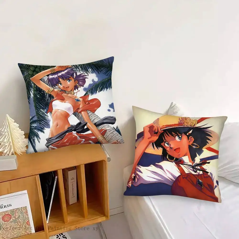 Nadia Animation The Secret Of Blue Water Pillow Case Fashion Square Pillowcase Bedroom Sofa Room Ins Decoration Leisure