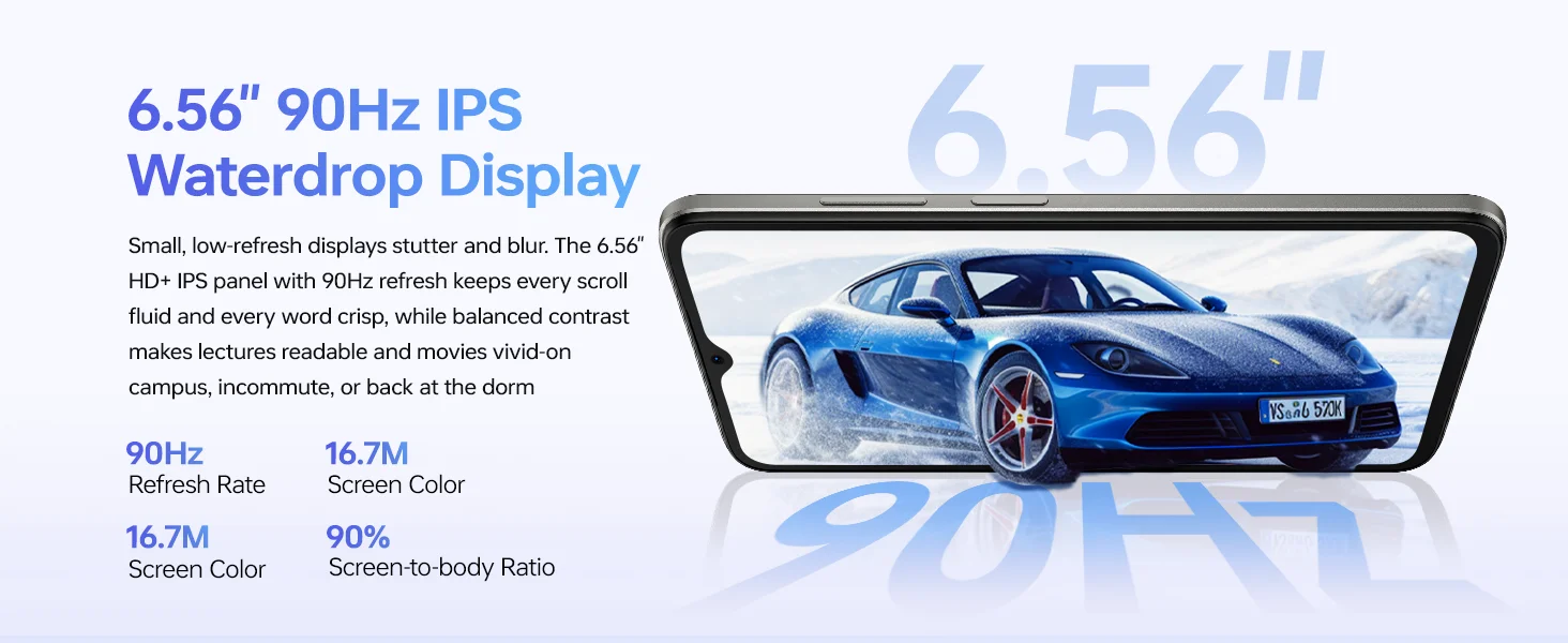 DOOGEE Note56 Plus entsperrtes Android 16 Handy, 48 GB + 256 GB/2 TB TF Erweiterung, 6,5 Zoll HD+ 90 Hz Display, 6150 mAh