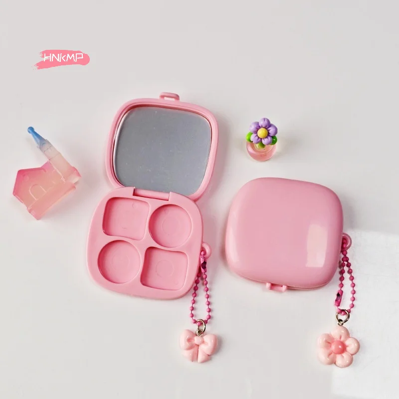 DIY Empty Light 4-Grids Rectangle Cosmetic Box for Eyeshadow Lipstick Concealer Powder Case with Hole for Easy Packing