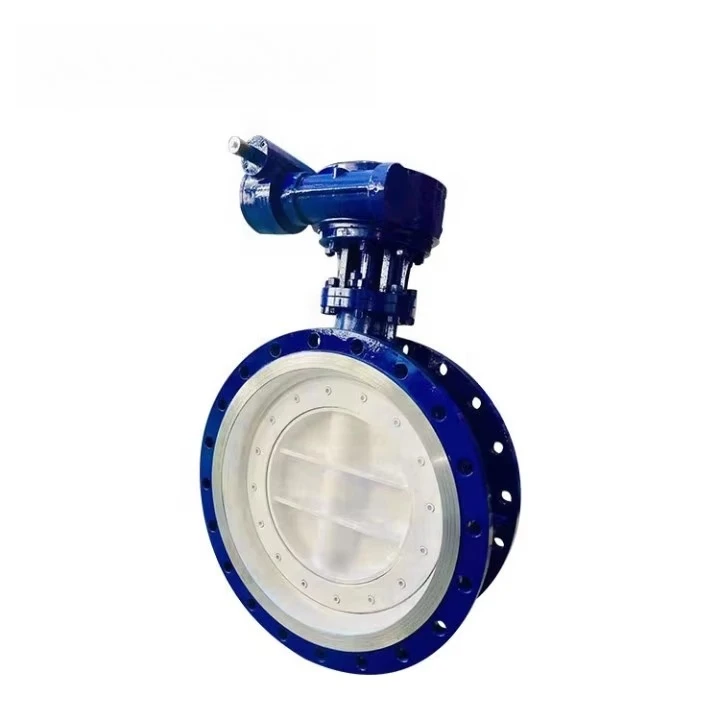 Valvola a farfalla rivestita in gomma di ferro tattile con doppio disco flangiato DN150