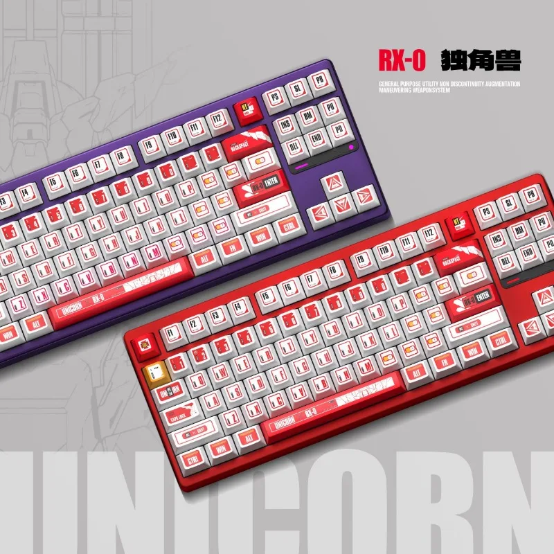 Unicorn RX-0 Theme Key Caps Set 157 Keys Cherry Profile PBT Dye Sublimation MX Switch Fits ROG Azoth/EVO 80 Customized Keyboards