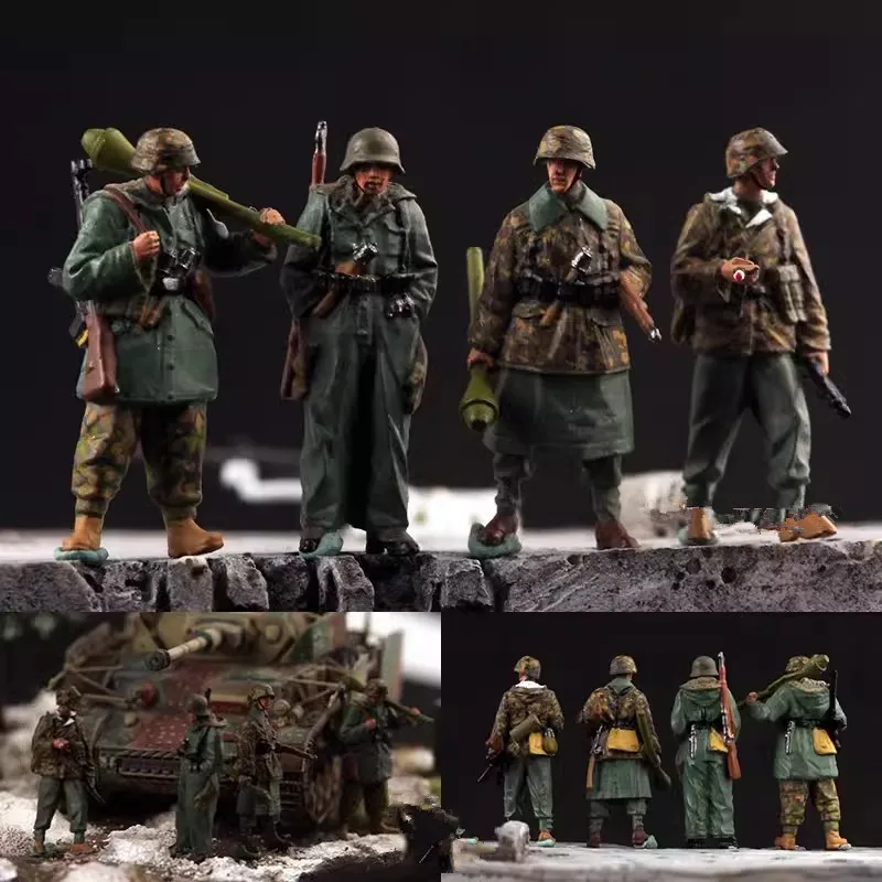 1/72 Scale Resin Germany Winter Soldiers March 4pcs Action Figures Model Toy DIY Scene Accessory Dolls Action Figurte Fans