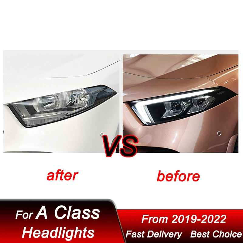 Pop Car Headlights For Mercedes-Benz A Class A180 A200 W177 2019-2022 Full LED Auto Headlamp Assembly Projector Lens Accessories