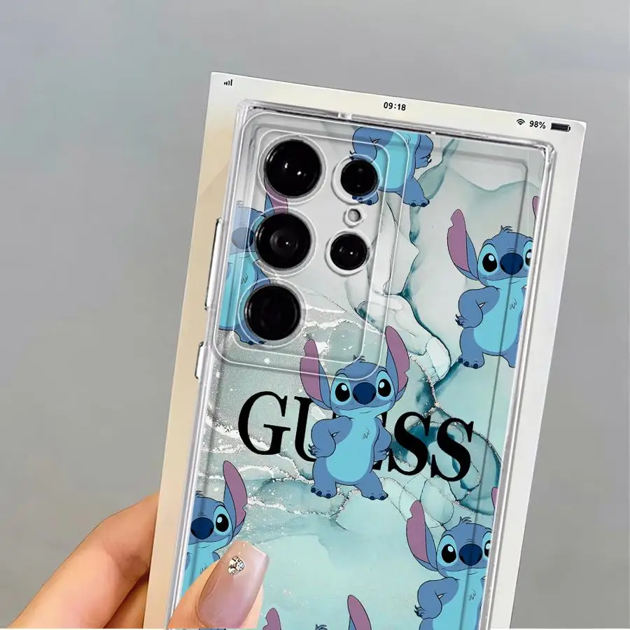 Funda de teléfono transparente de Stitch Angel de Disney para Samsung Galaxy S23 Ultra S21 Note 20 Ultra 10 S24 S22 FE S20 Plus S25 Edge