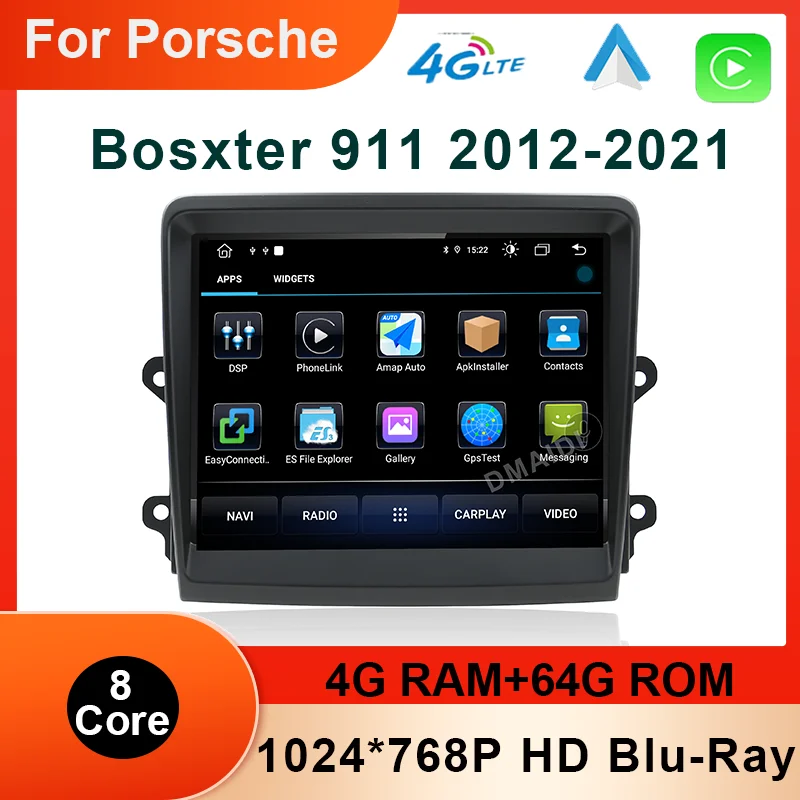 

Car Radio Multimedia Player Android 10 8Core 4+64GB GPS For Porsche718 Boxster 911 2012-2021 with IPS HD Screen DSP 4G Carplay