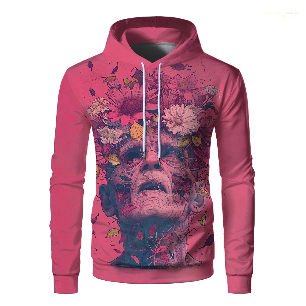 

Halloween Dia De Los Skull Print Hoodie Colorful Flowers Skeleton Men Pullover Vintage Art Style Hip Hop Fashion Boy Streetwear