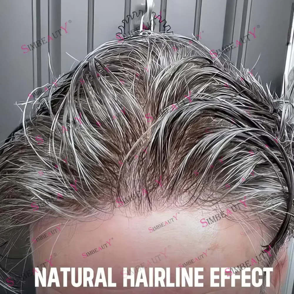 

Мужской натуральный волосяной покров 1B65 1B80, серый супертонкий силикон 0,02 мм, мужской коричневый блондин, парик из человеческих волос Remy, плотность 80%, невидимый парик