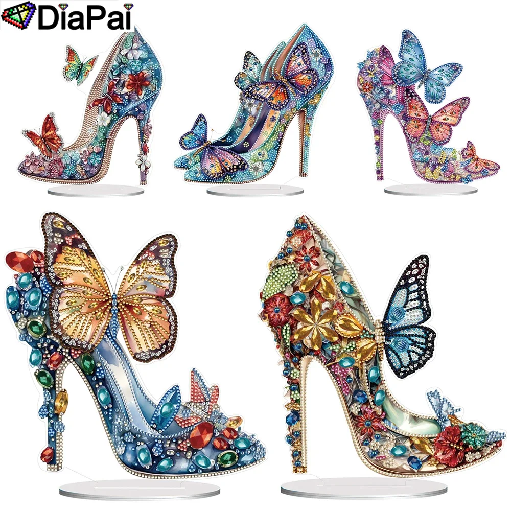 DiaPai 5D DIY Diamond Painting Special Shape Drill Desk Ornament Crystal high heels Embroidery Rhinestone Home Tabletop Decor