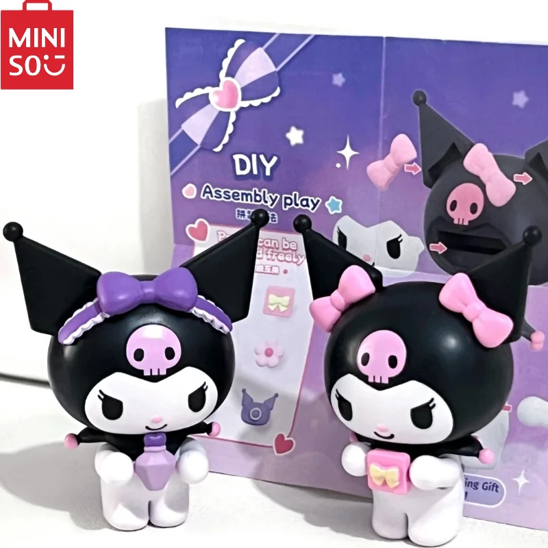 MINISO Kuromi Heart-warming Gift Series Blind Box Anime Assembly Eraser Model Kawaii Stationery Children's Toys Birthday 